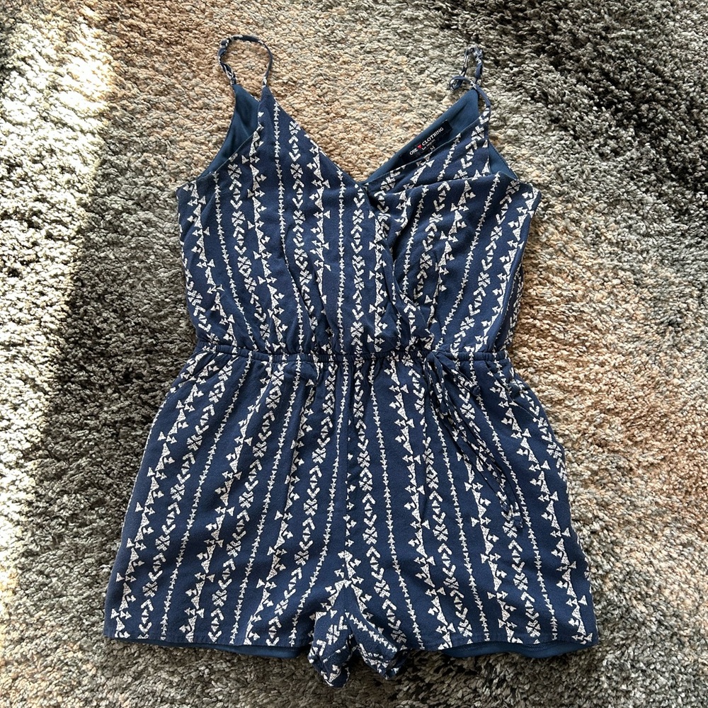 Blue Patterned Romper
